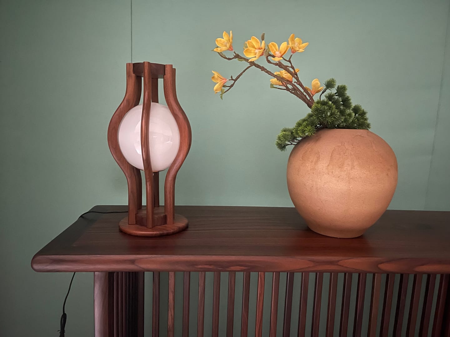 Customer photo review of Lunar Walnut Lamp