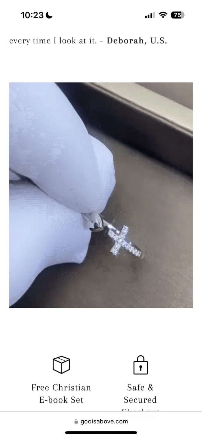 Customer photo review of "LOVE THE CROSS" Adjustable Ring in 925 Sterling Silver