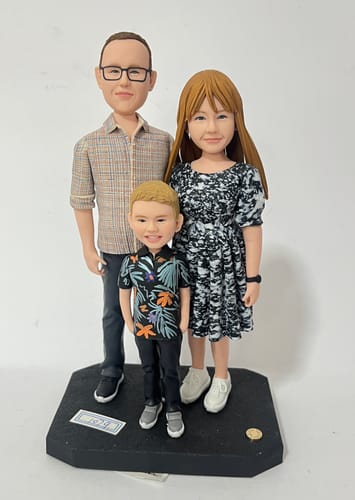 Customer photo review of Polymer Clay Figures A Family Of 3 Custom Figurines Father's Day Gift