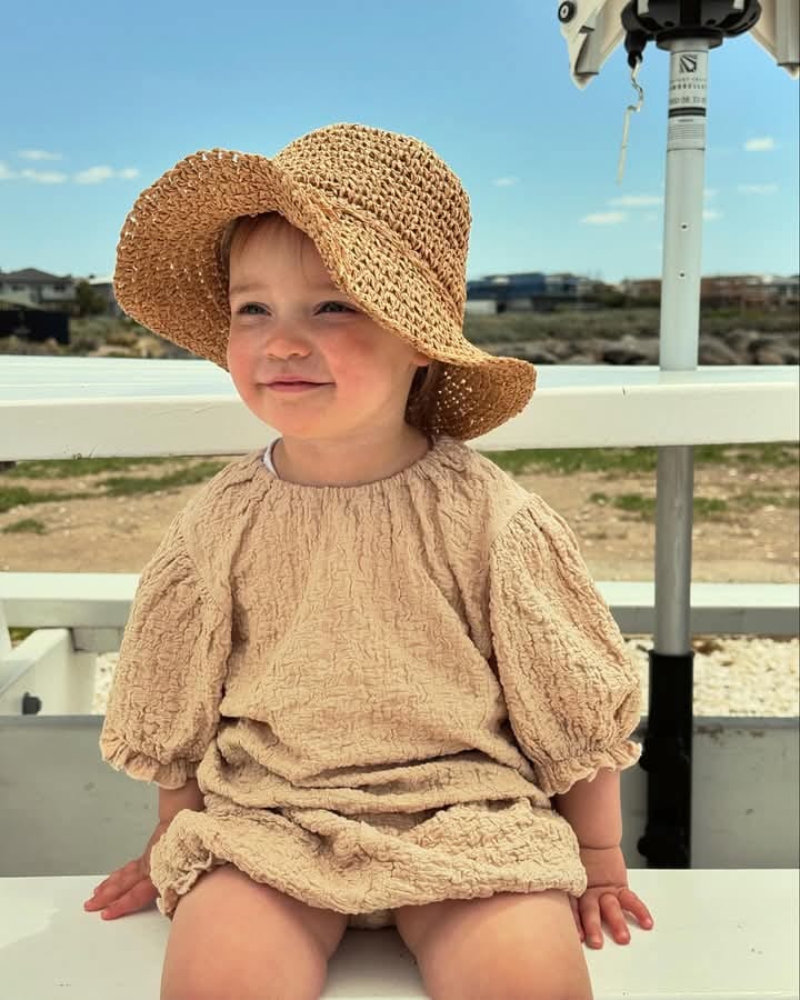 Customer photo review of Dreamy Puff Romper (Cream)