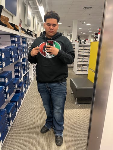 Customer photo review of Lazy J Ranch Original Buckle Mexico Elevation Core Fleece Pullover Hoodie - Black