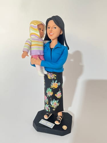 Customer photo review of Custom Clay Sculpture Parent-child Doll Polymer Clay Mothers Day Gift