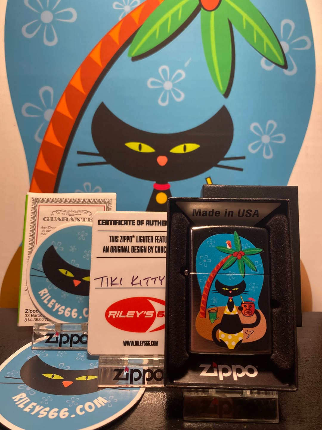 Customer photo review of EXCLUSIVE - RILEY'S 66 ZIPPO LIGHTER - Tiki Kitty - Chrome Arch