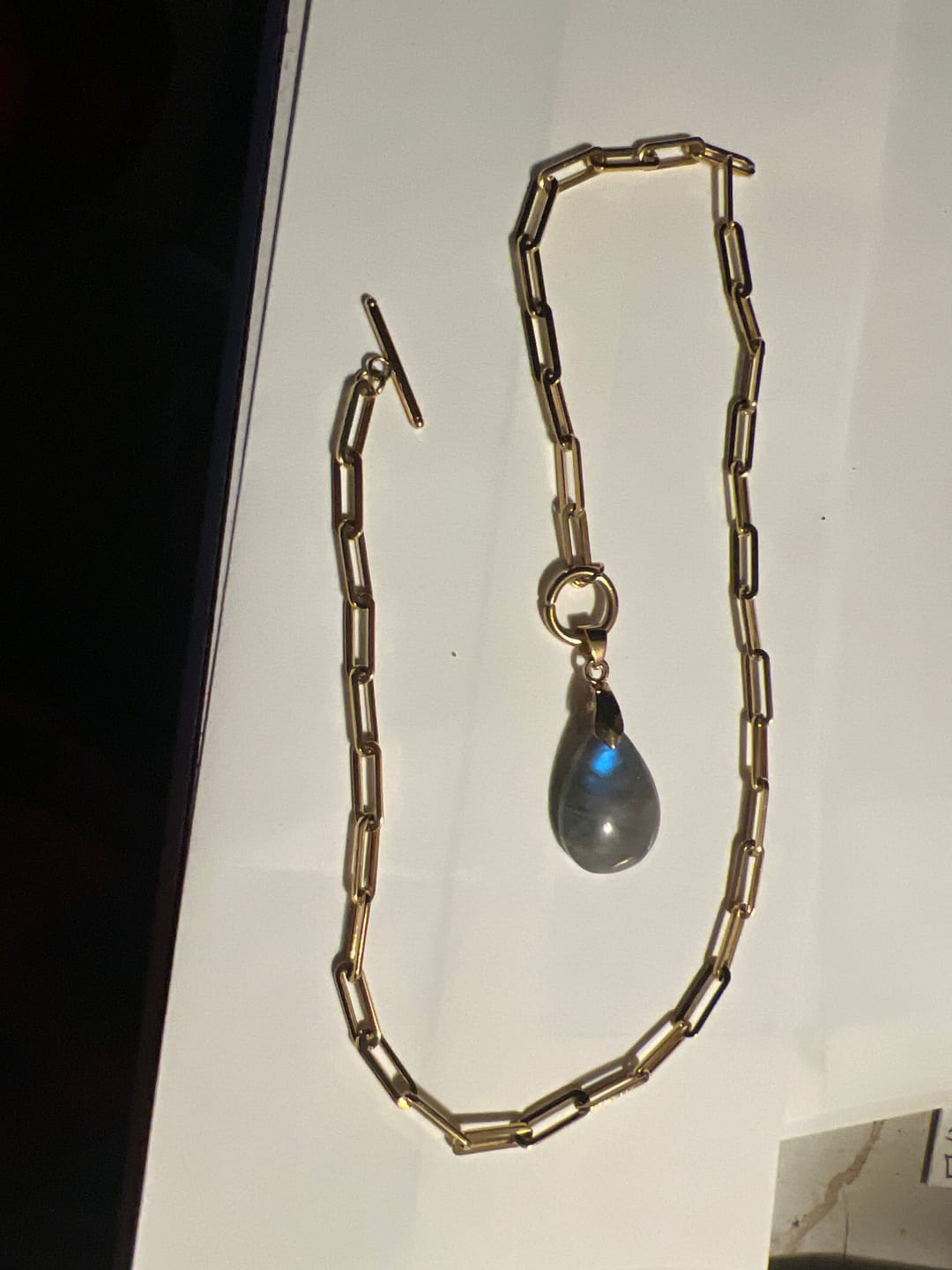 Customer photo review of Truth Seeker Labradorite Drop Necklace