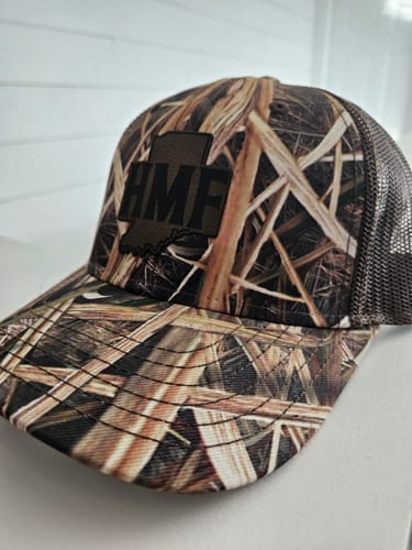 Customer photo review of [12 Pack] Mossy Oak Camouflage Leather Patch Trucker Hats