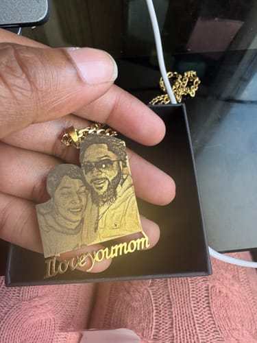Customer photo review of Custom Photo Engraved Pendant Necklace