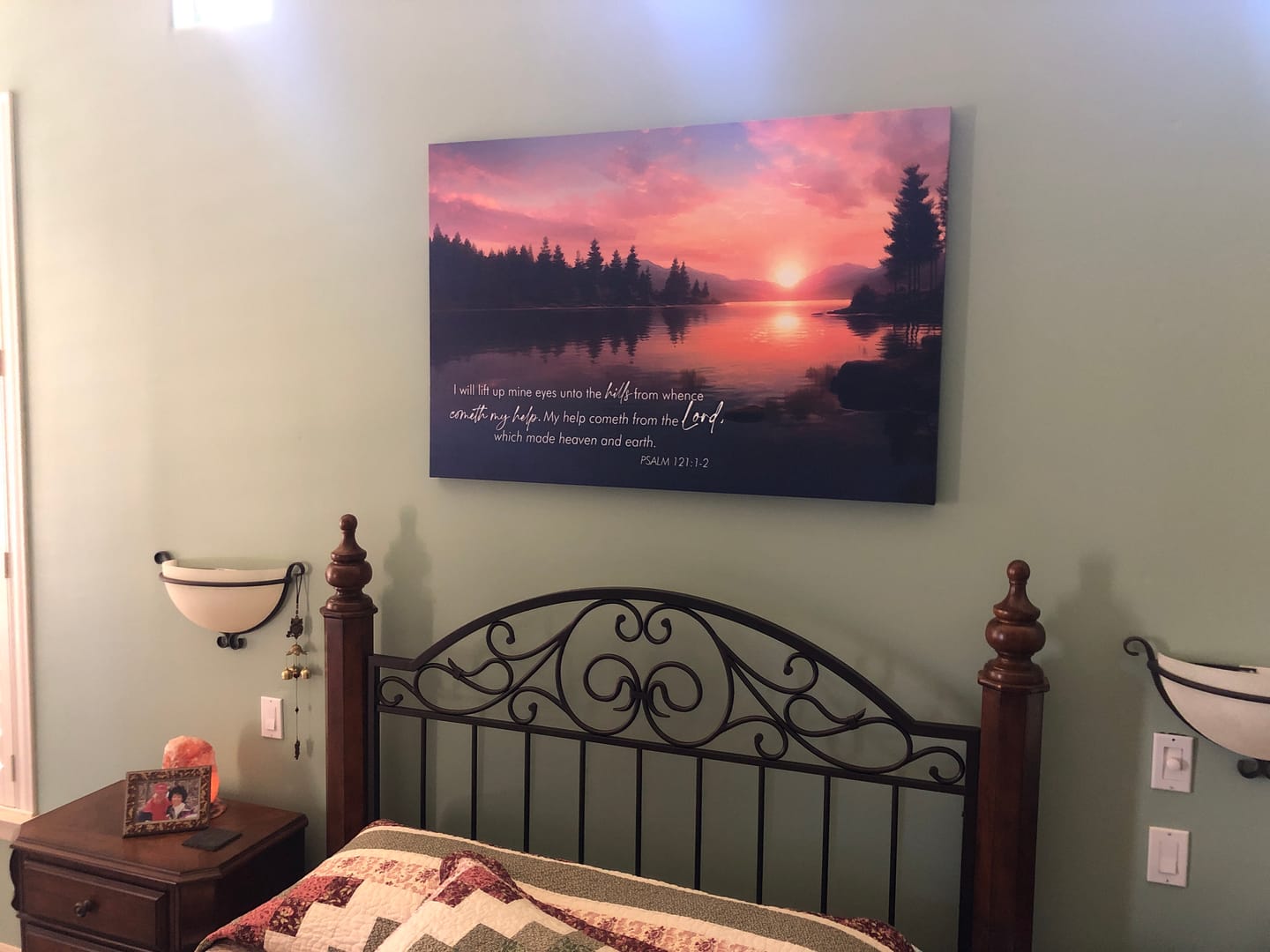 Customer photo review of Psalm 121:1-2 My Help Cometh From The Lord Wall Art Canvas