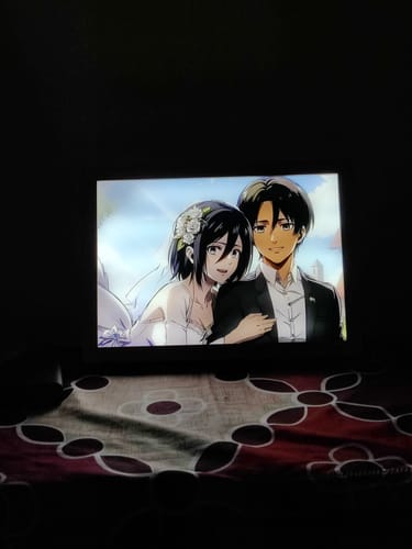 Customer photo review of A O T Series LED Light Painting Anime Photo Frame Wall Art