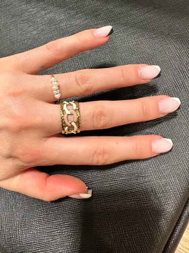 Customer photo review of Dainty Fresh Water Pearl 18k Gold Ring