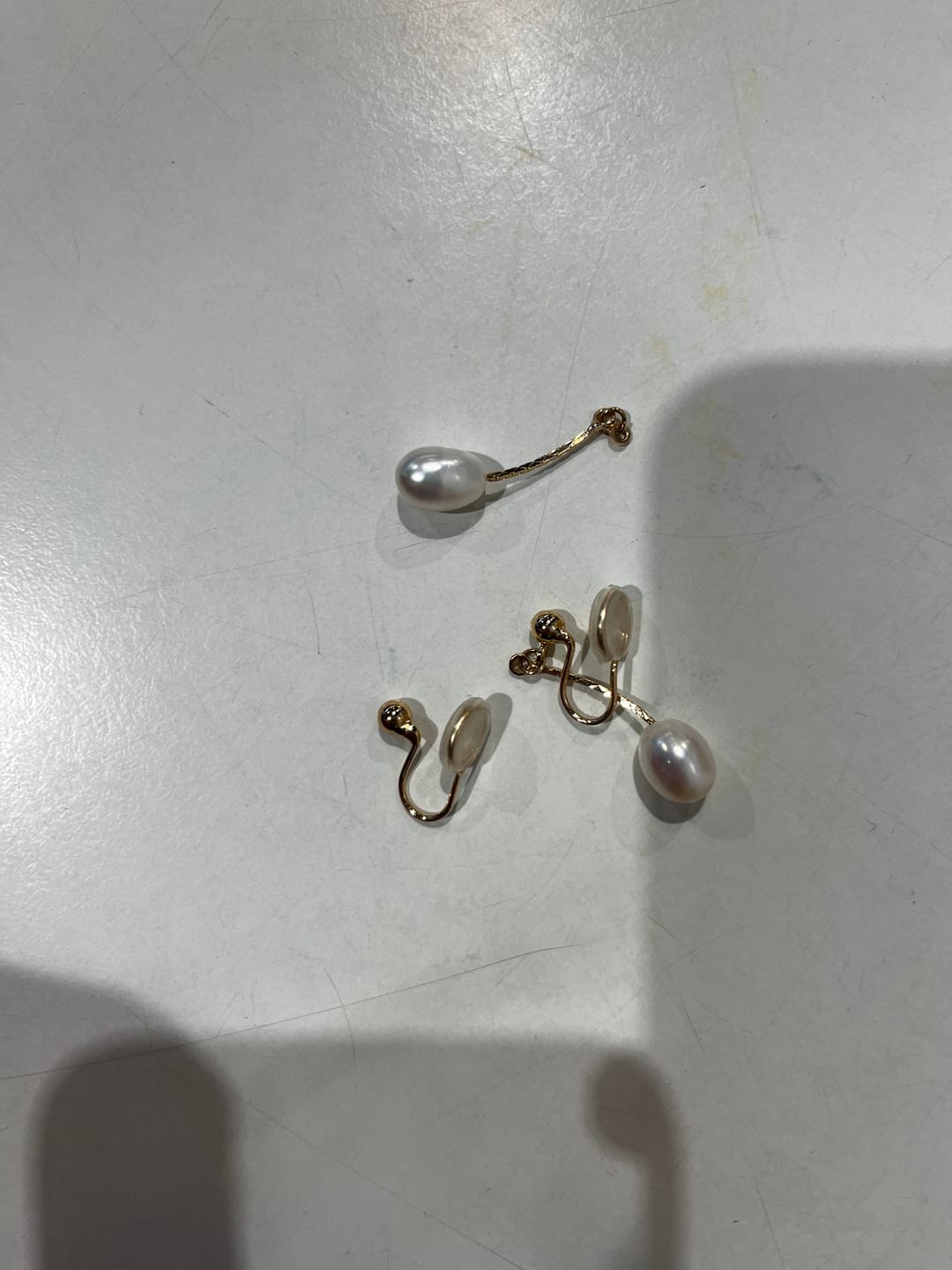Customer photo review of Adriene Pearl Clip On Earrings in Gold