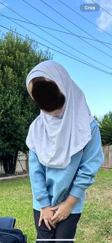 Customer photo review of Girls 2pc Jersey Hijab - White