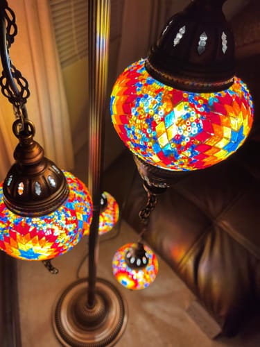Customer photo review of 5 BALL TURKISH MOSAIC FLOOR LAMP WITH MEDIUM GLOBES, LAMBADER