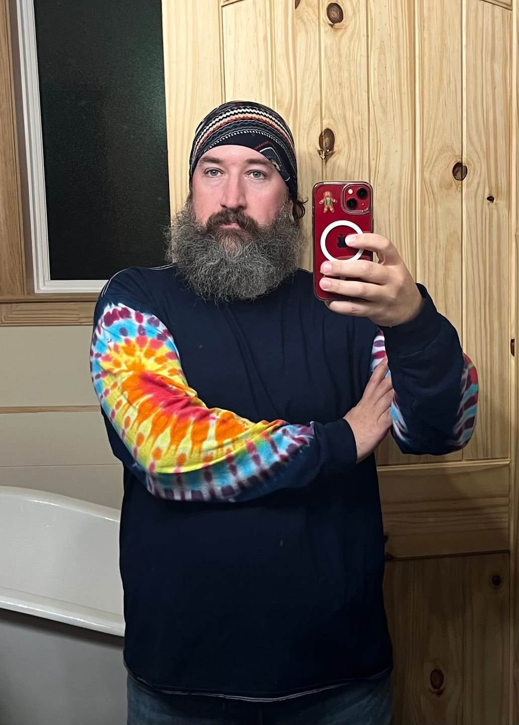Customer photo review of Psychedelic Sleeves Tie Dye Long Sleeve T Shirt