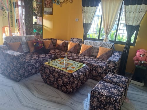 Customer photo review of Divine Trendz - Beige & Black Elastic Sofa Covers