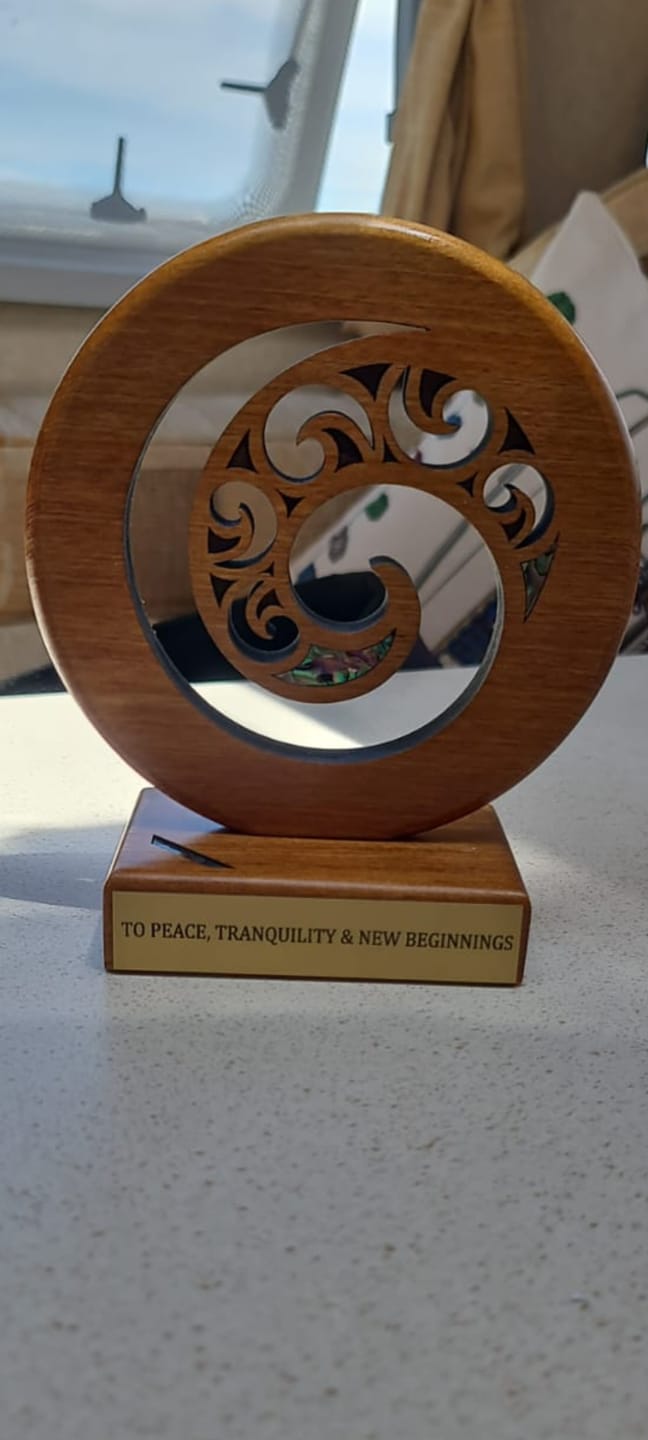 Customer photo review of Maori Wood Carving Koru Design Trophy