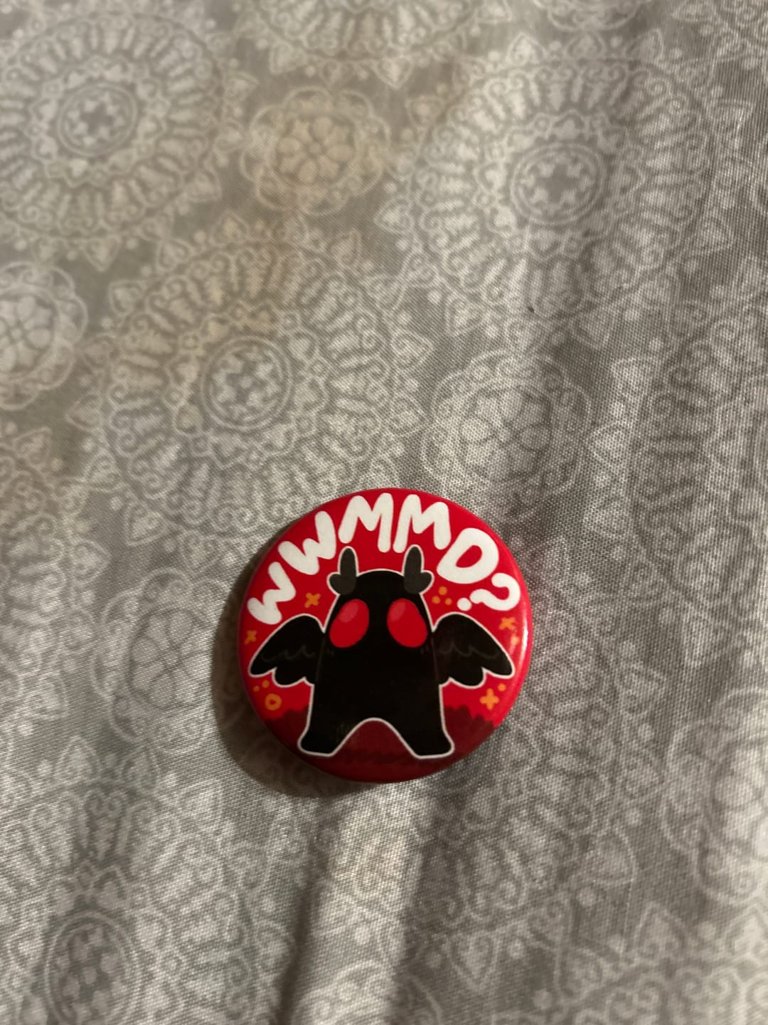 Customer photo review of What Would Mothman Do Button