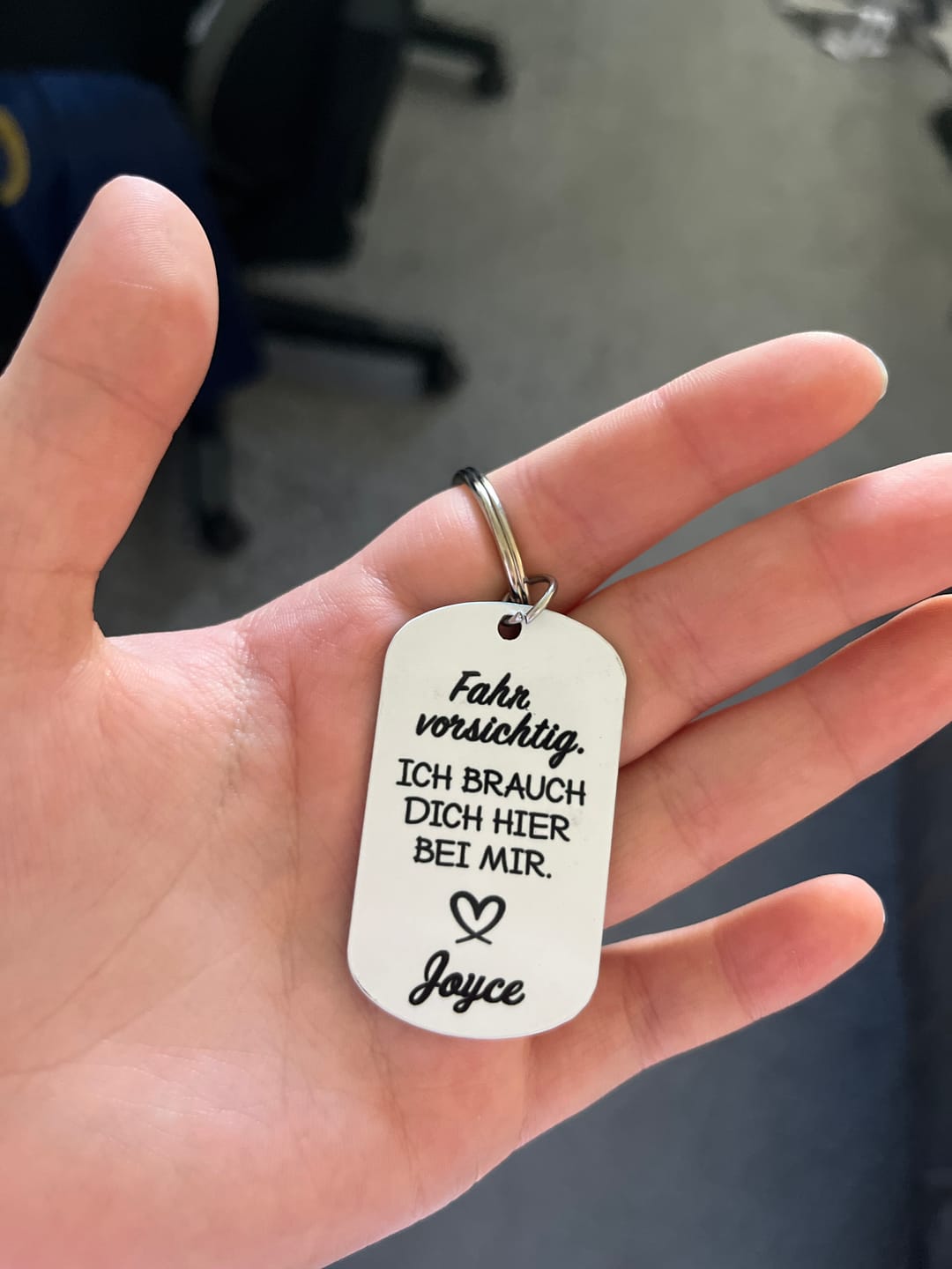 Customer photo review of Fahr vorsichtig - Paar-Schlüsselanhänger
