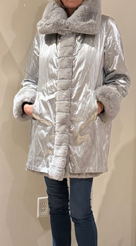 Customer photo review of Joseph Ribkoff Faux Fur Reversible Puffer Coat 233900 NEW