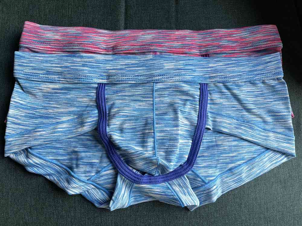 Customer photo review of 4 Pack Men's Striped U-convex Pouch Briefs