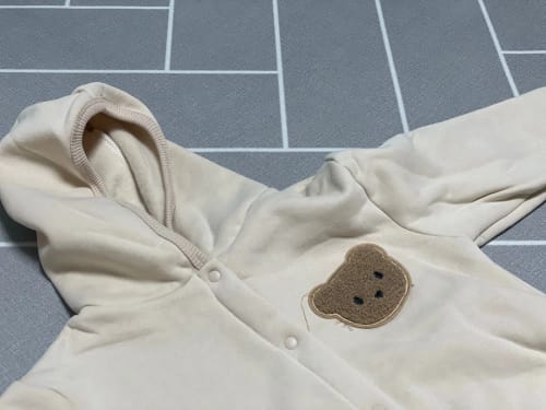 Customer photo review of Teddy Bear Patch Hoodie Jumpsuit