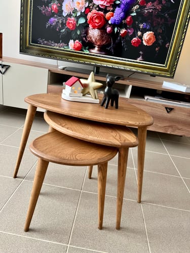 Customer photo review of Ercol Style Masif Kestane Üçlü Zigon Sehpa Takımı