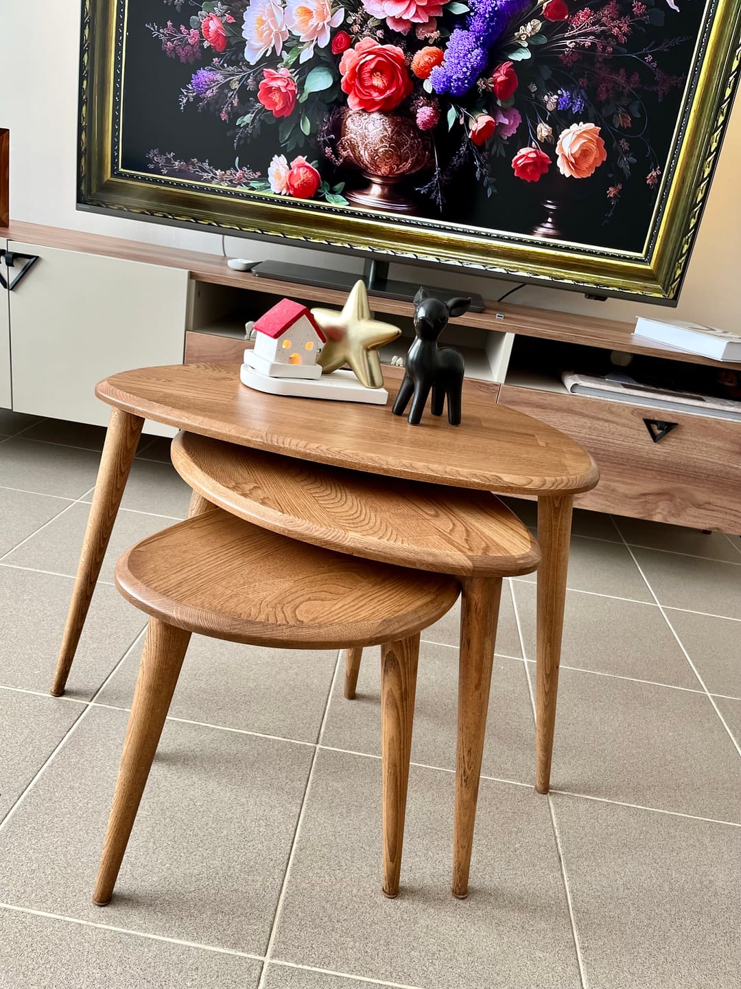 Customer photo review of Ercol Style Masif Kestane Üçlü Zigon Sehpa Takımı