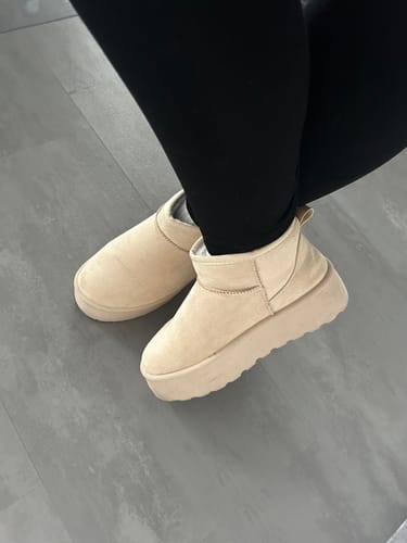 Customer photo review of Cozy Mini Boots - Beige