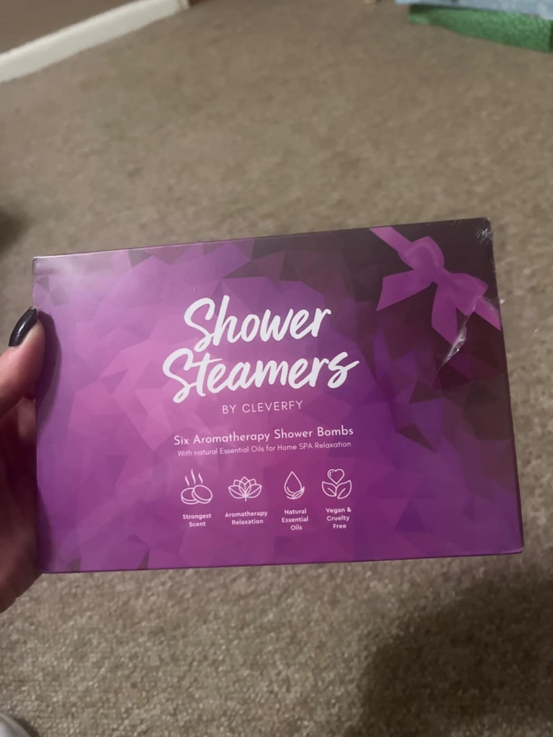 Customer photo review of Cleverfy Purple Gift Set of 6 Shower Steamers