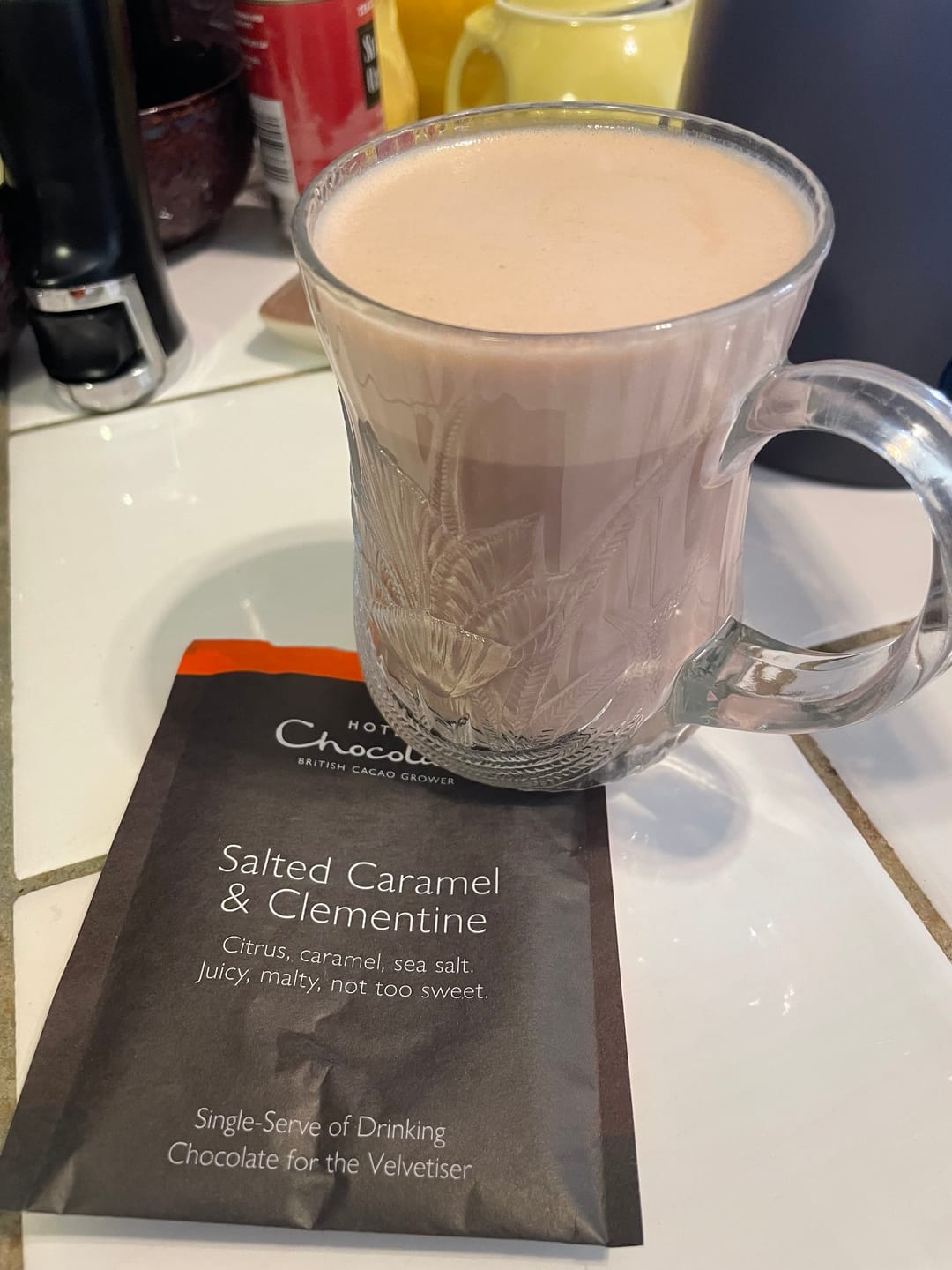 Customer photo review of Salted Caramel & Clementine Hot Chocolate Flakes