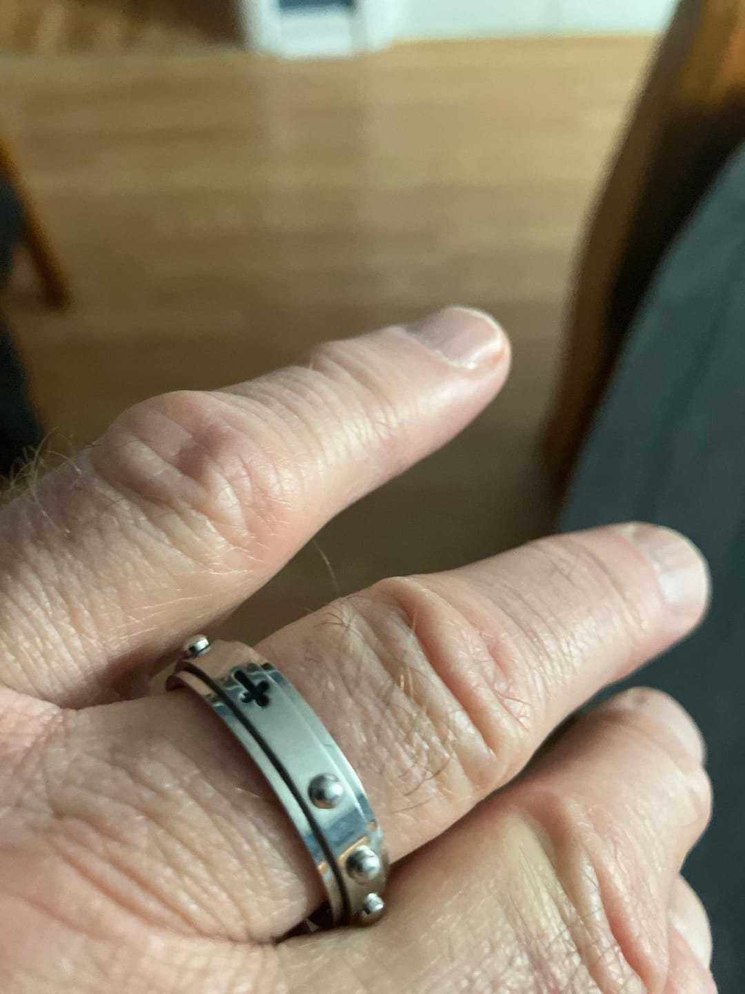 Customer photo review of 6mm Stainless Steel Ring Cross Rosary Spinner Praying Ring