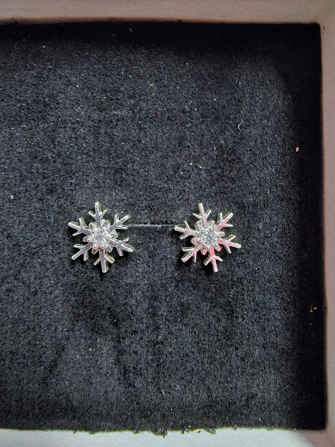 Customer photo review of Snowflake Sterling Silver Studs