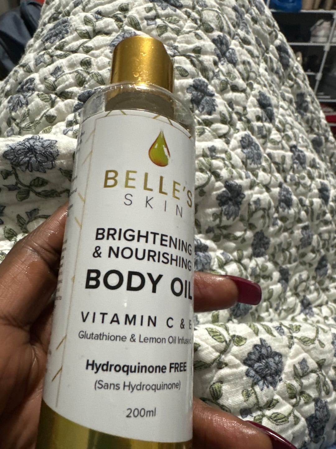 Customer photo review of Belle's Skin Body Oil