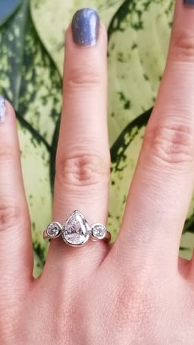 Customer photo review of 3-Stone 1.3ct Pear CZ Ring in Sterling Silver