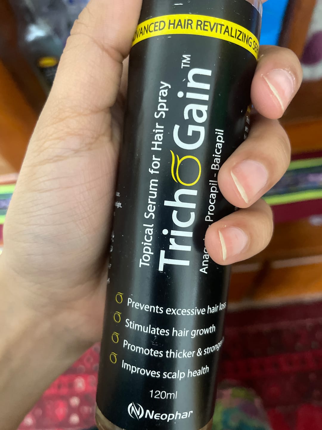 Customer photo review of Trichogain Spray For Hair Growth