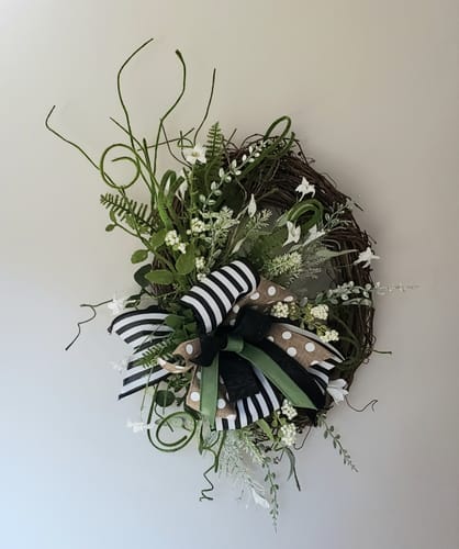 Customer photo review of Black Linen With White Wide Cabana Stripes Ribbon, 2.5 Inches X 50 Yards 841-40-307