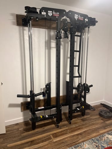 Customer photo review of Major Fitness F35 All-In-One Home Gym Wall-Mount Folding Power Rack