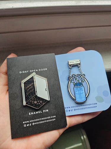 Customer photo review of D-DAY Open Door Pin (Nickel Version)