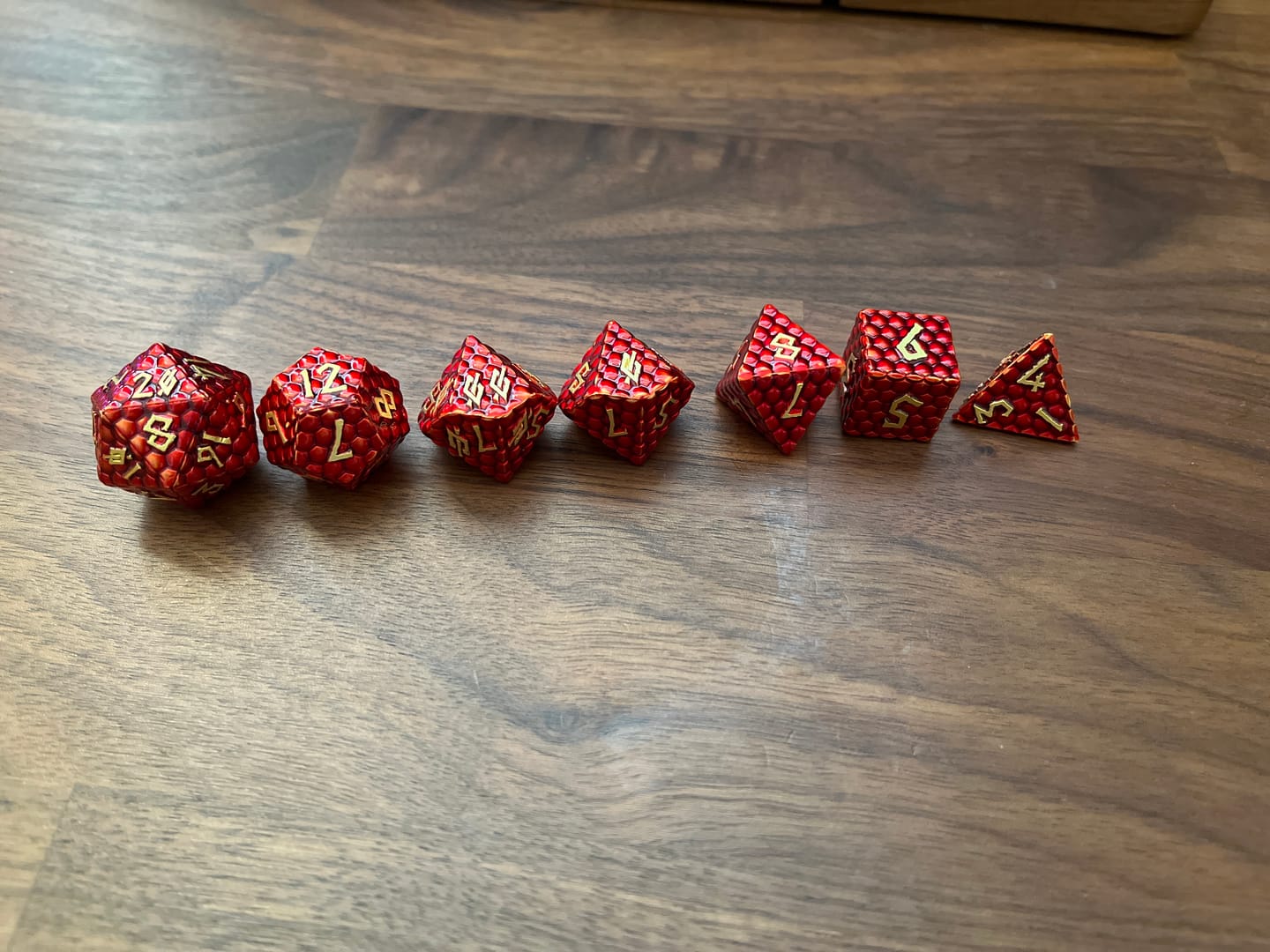Customer photo review of Red Dragon's Egg Metal Dice Set