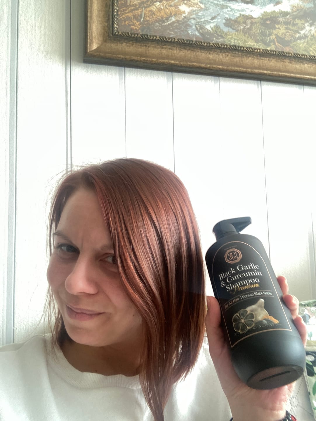 Customer photo review of Премиум анти-ейдж шампоан против косопад с Черен чесън и куркумин Doori Black Garlic and Curcumin Shampoo