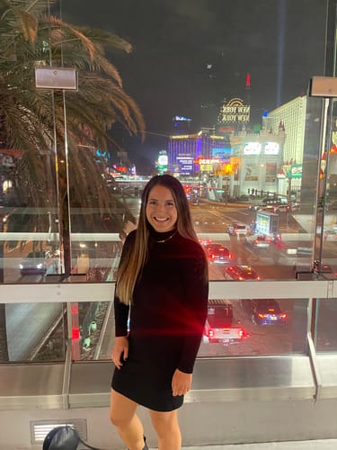 Customer photo review of Mock Turtleneck Open Back Brami Dress