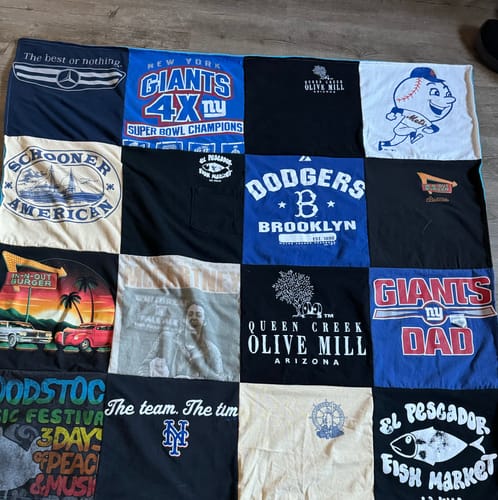 T-shirt quilt featuring new york giants, dodgers brooklyn by Mary Ellen from NJ