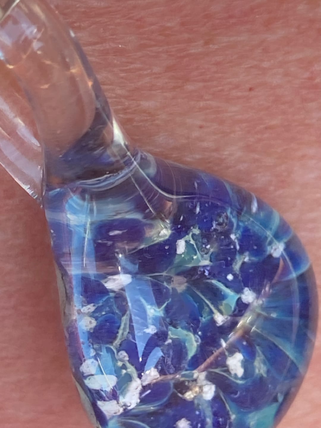 Customer photo review of Blue Moon Cremation Pendant