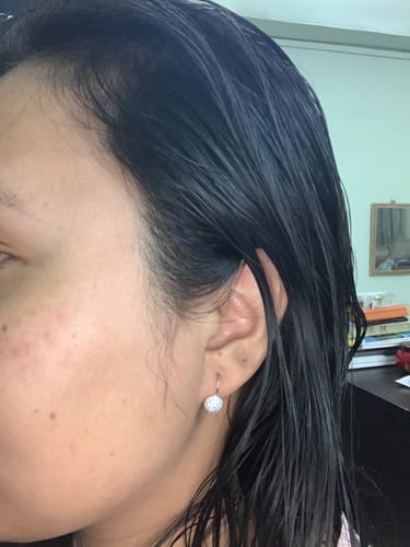Customer photo review of Silver Zircon Sparkle Drop Earrings