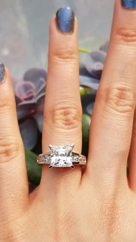 Customer photo review of Solitaire 3ct Princess CZ Ring in Sterling Silver