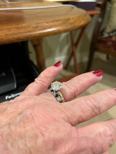 Customer photo review of Simulated Blue Sapphire CZ Eternity Ring in Sterling Silver