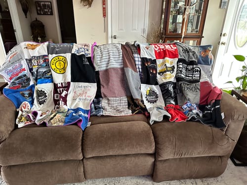 T-shirt quilt with motorcycles, beaches themes by carmen from NC