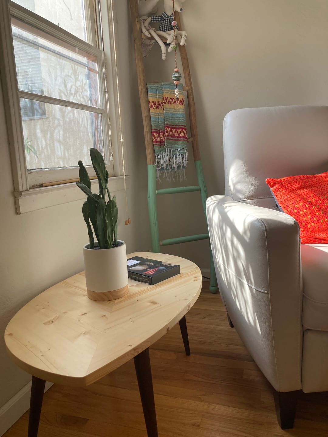 Customer photo review of Oval Drop Leaf Shaped Coffee Table - Modern Spruce Coffee Table