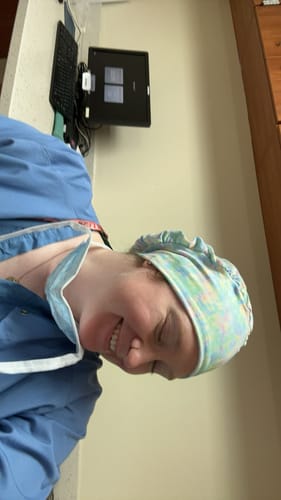 Customer photo review of Scrub Hat - Iridescent Tie Dye