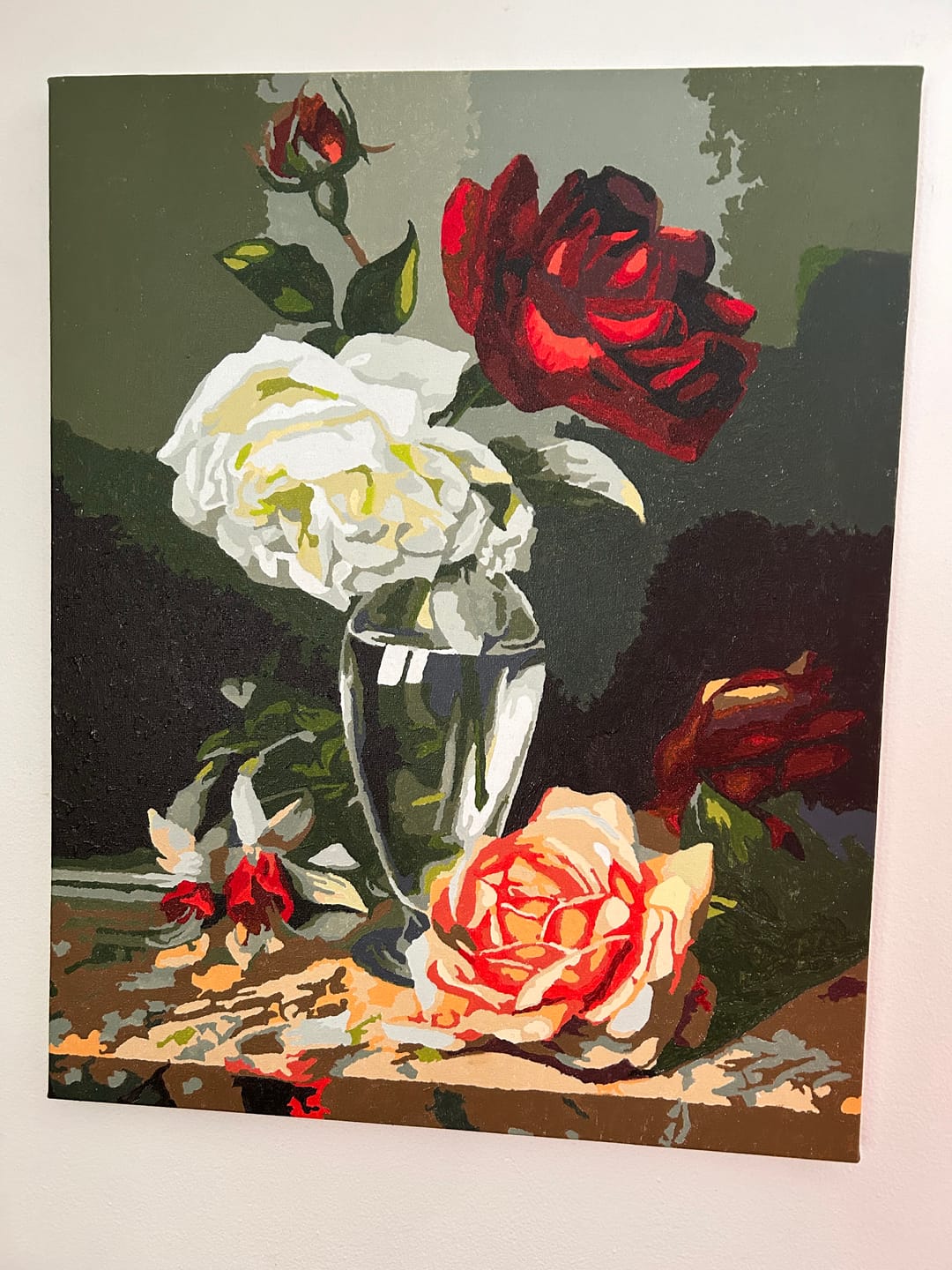 Customer photo review of Roses in a Glass Vase - Romantic Painting with Paint by Numbers