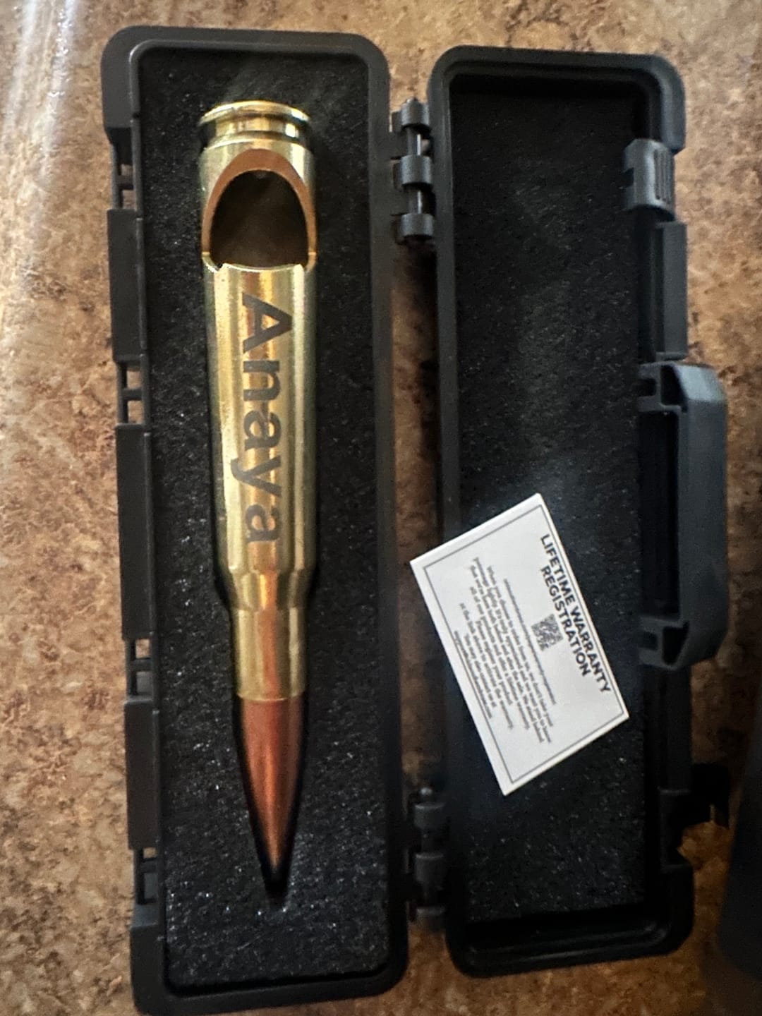 Customer photo review of Personalized 50 Caliber BMG Bullet Bottle Opener